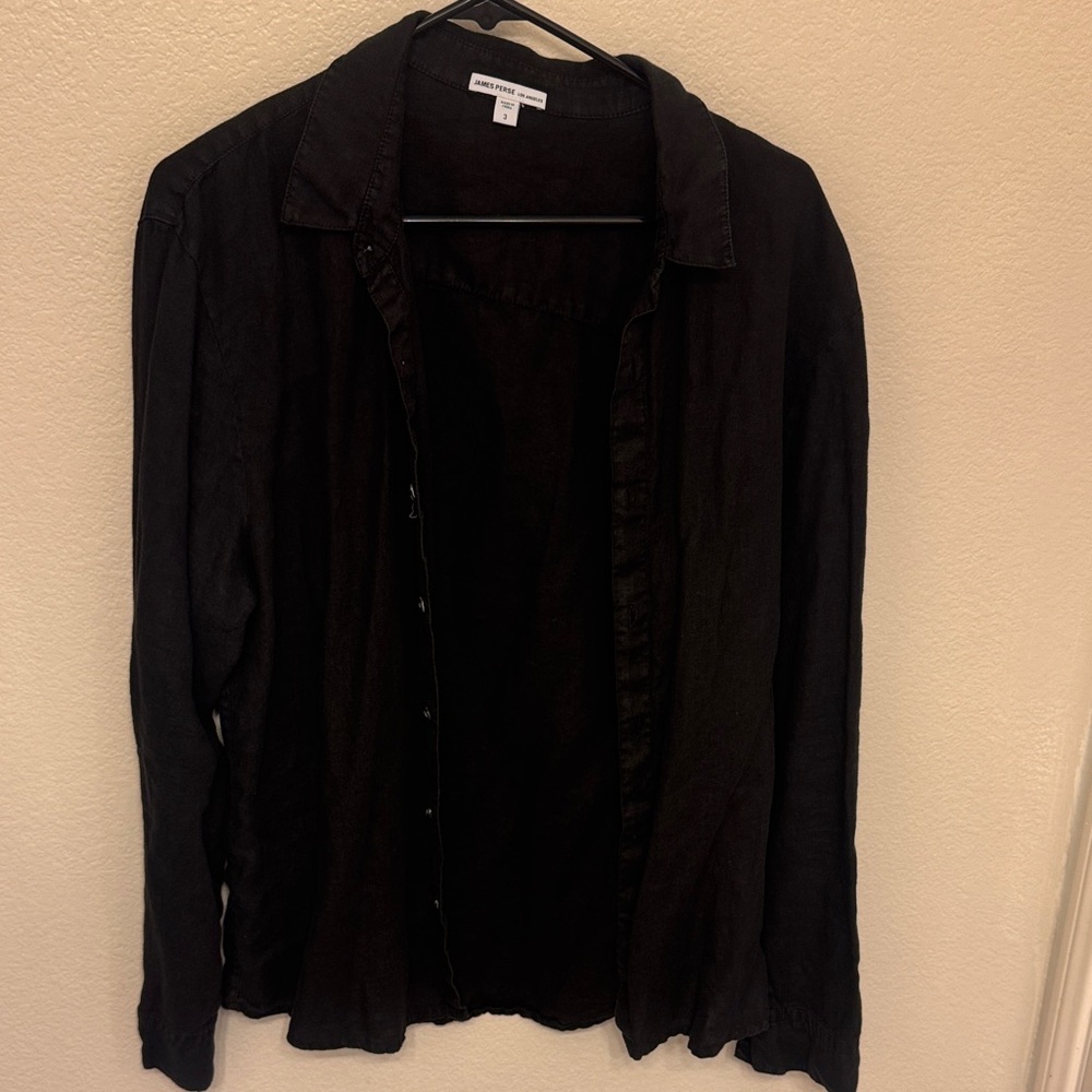 James Perse Black Linen Shirt